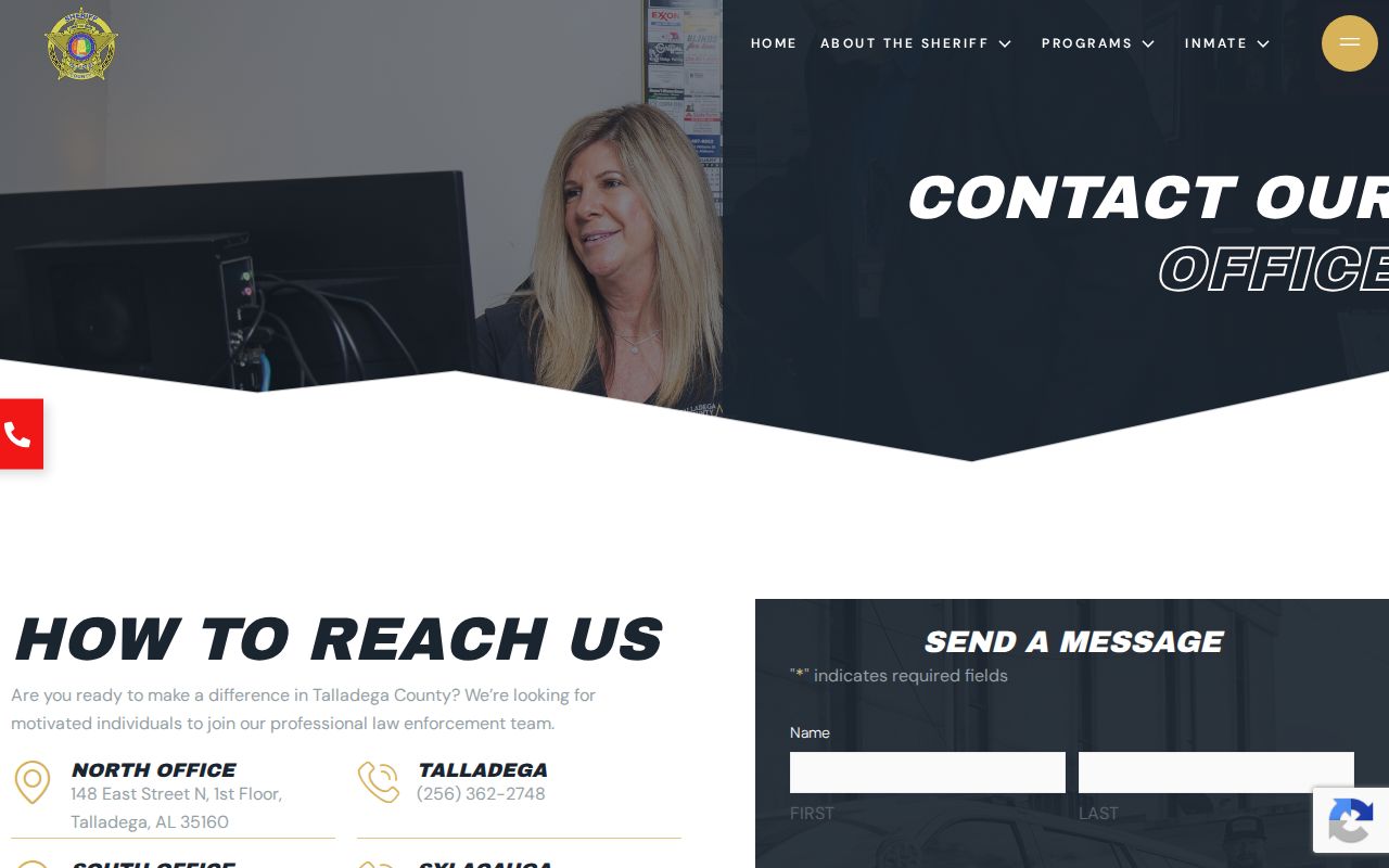 Talladega County arrest records sheriff contact page
