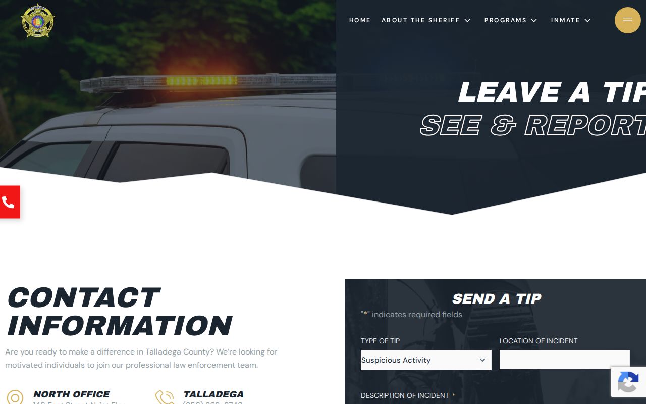 Talladega County arrest records sheriff tip form