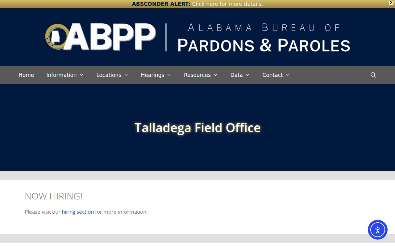 Talladega County criminal history probation and parole office