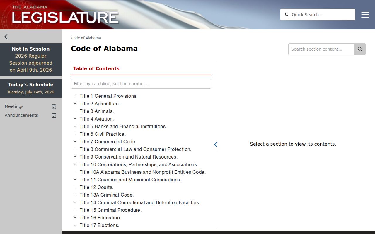 Talladega County criminal records official Code of Alabama