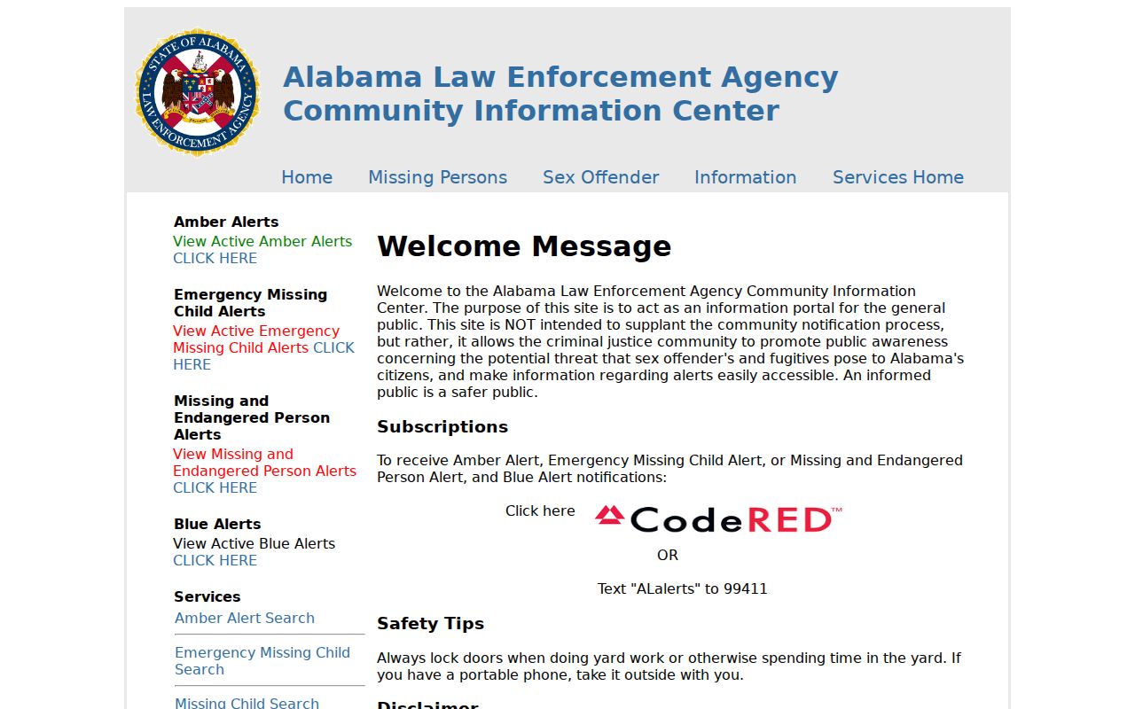 Talladega County sex offender registry Community Information Center