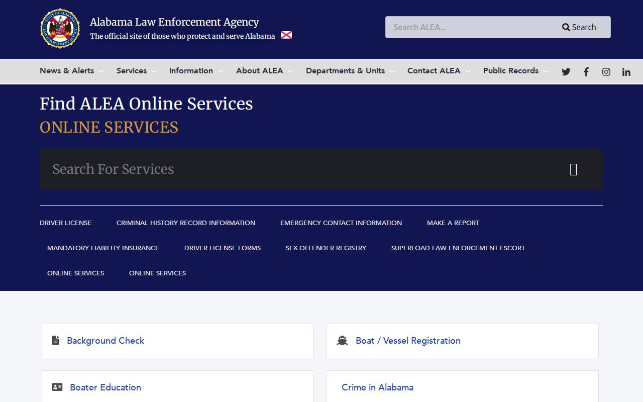 Talladega County sex offender check through ALEA online services