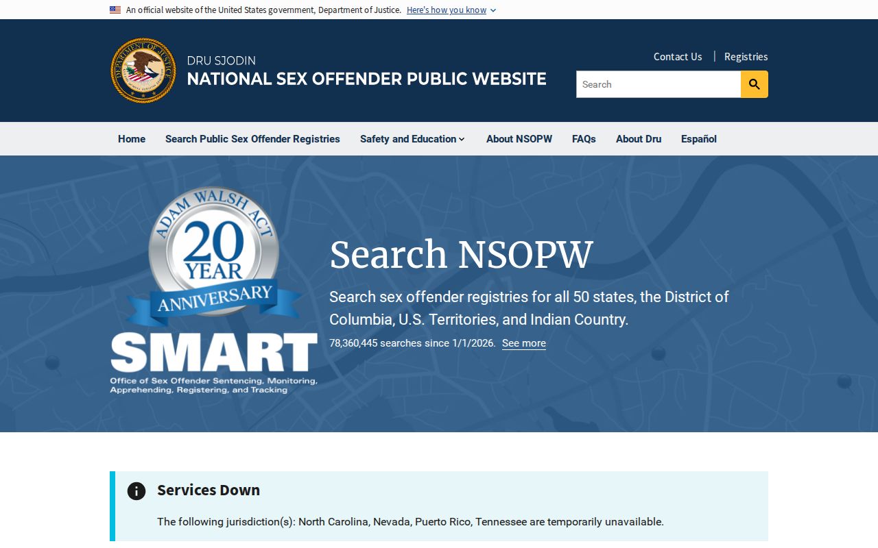 Talladega County sex offender check using the national NSOPW search