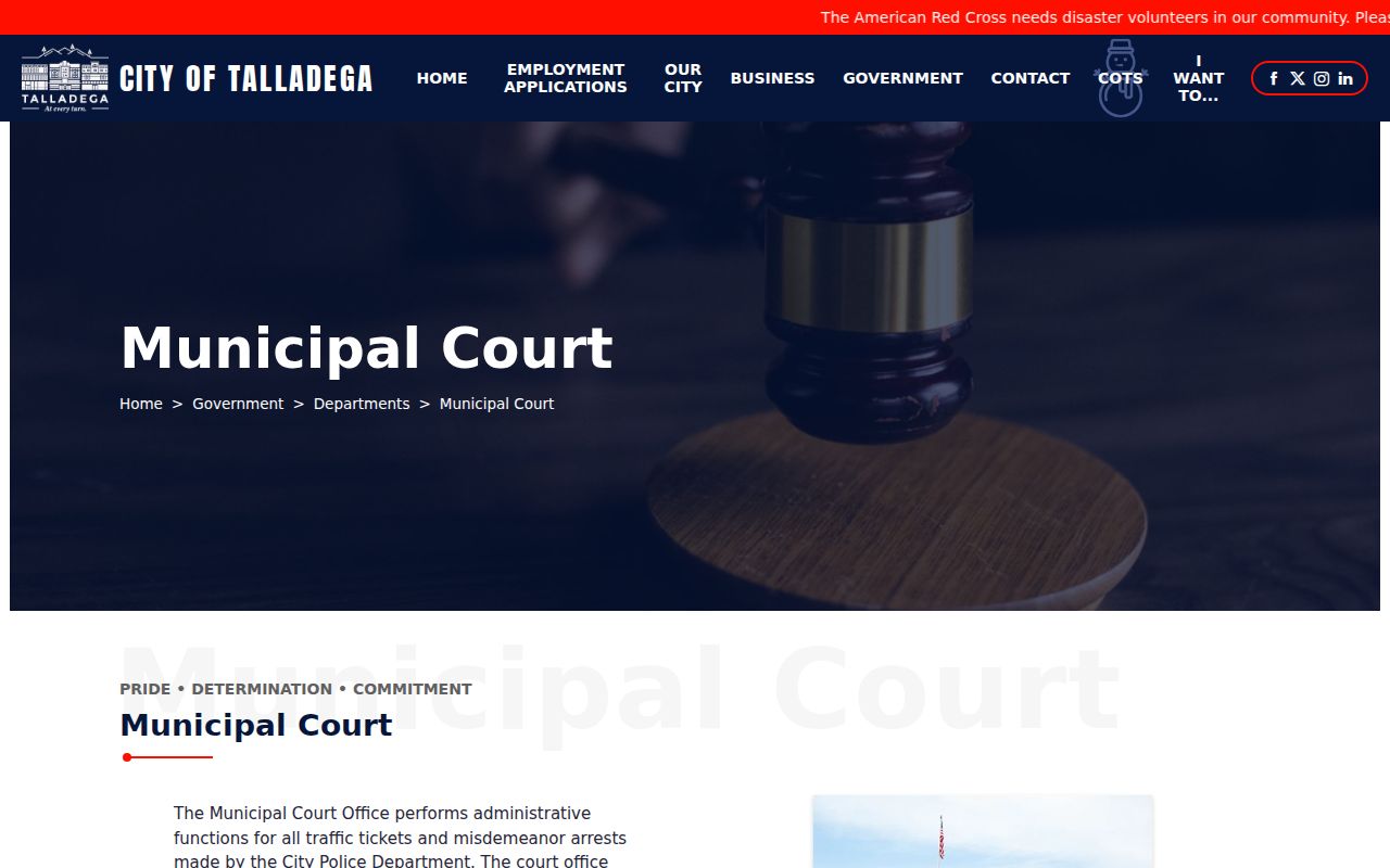 Talladega criminal history records at Talladega Municipal Court