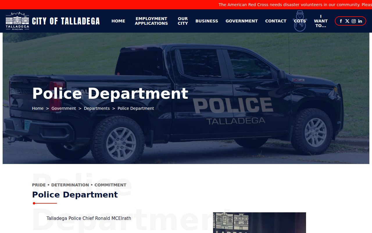 Talladega criminal history contact at the Talladega Police Department