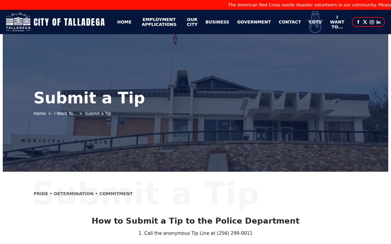 Talladega criminal records distinction from the police tip form